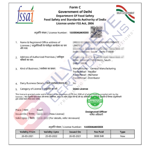 FSSAI State License